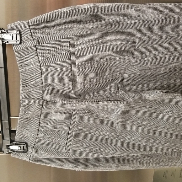 💕ANINE BING💕 Becky Trouser Pant Straight Leg High Waisted Grey Fishbone 32 NWT - Picture 9 of 12